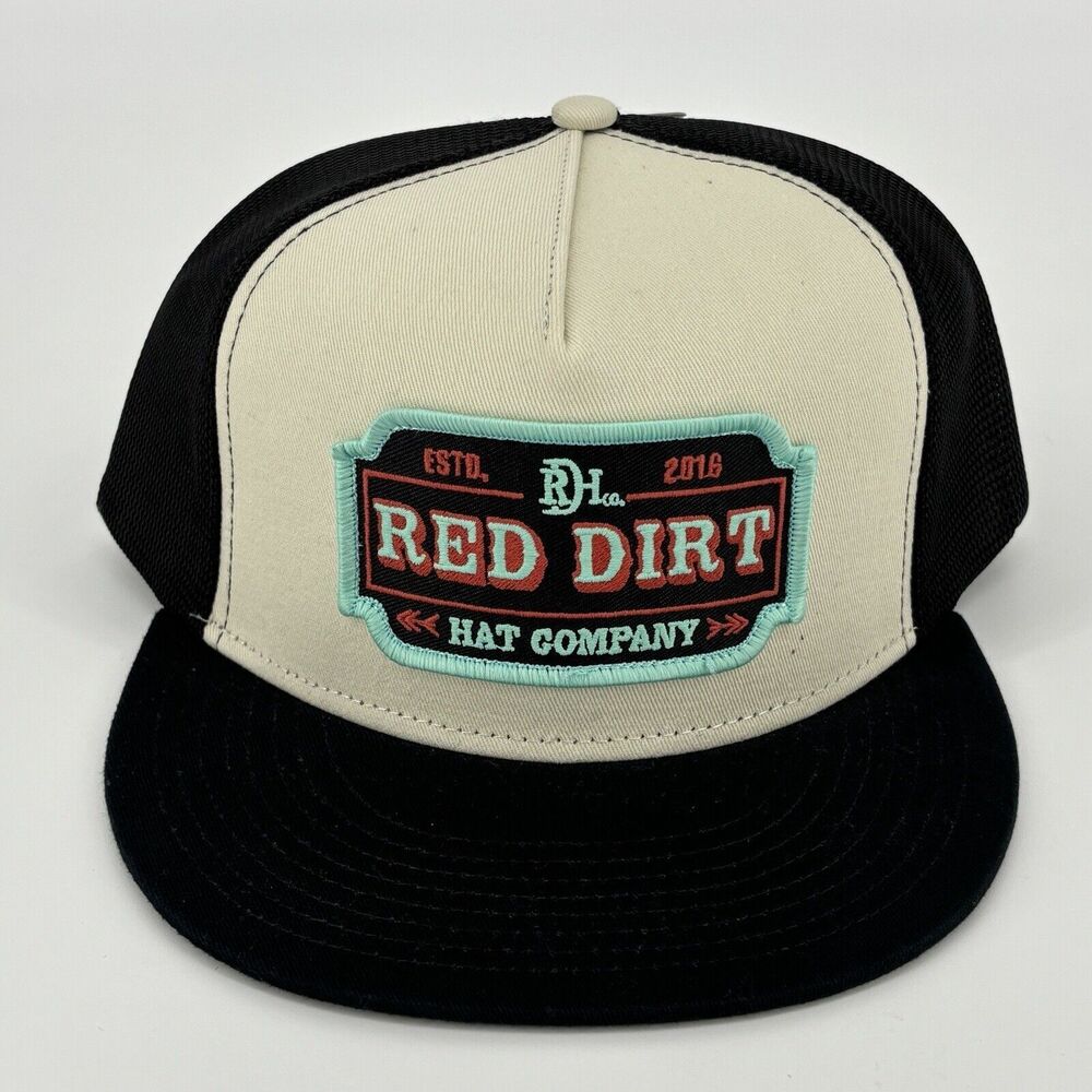 Red Dirt Hat Co Black Cream Adjustable 5 Panel SnapBack + Turquoise Saloon Patch